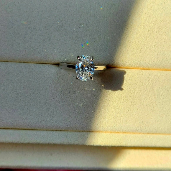 Platinum 1.6ct (F VVS2) Lab Oval Diamond Ring with Hidden Halo Lab Diamond