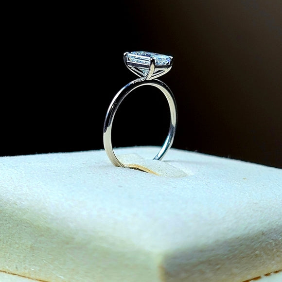Solid 14k Gold 2ct (E VS2) Lab Emerald Cut Diamond Ring