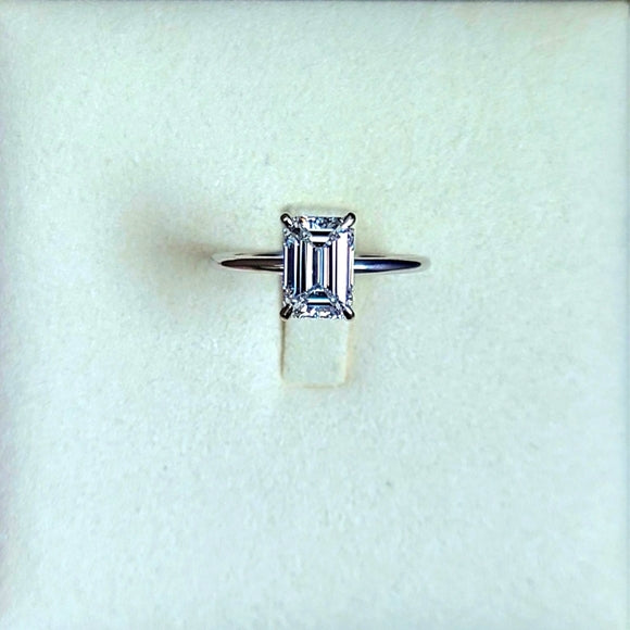 Solid 14k Gold 2ct (E VS2) Lab Emerald Cut Diamond Ring