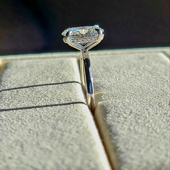 Solid 14k Gold 2.3ct G VS1 Lab Oval Diamond Ring with Hidden Halo Lab Diamond