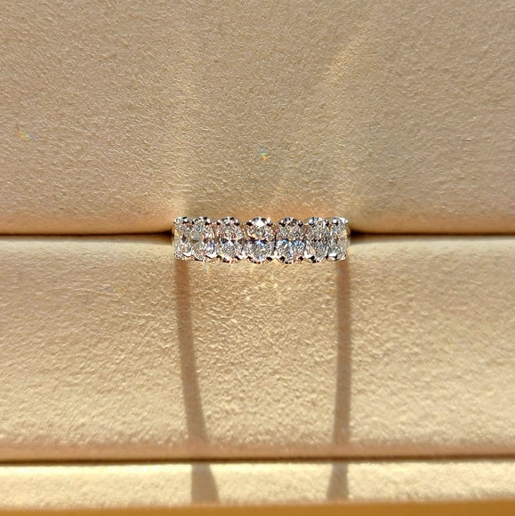 Solid 14k Gold 3*4mm Lab Oval Diamond Band