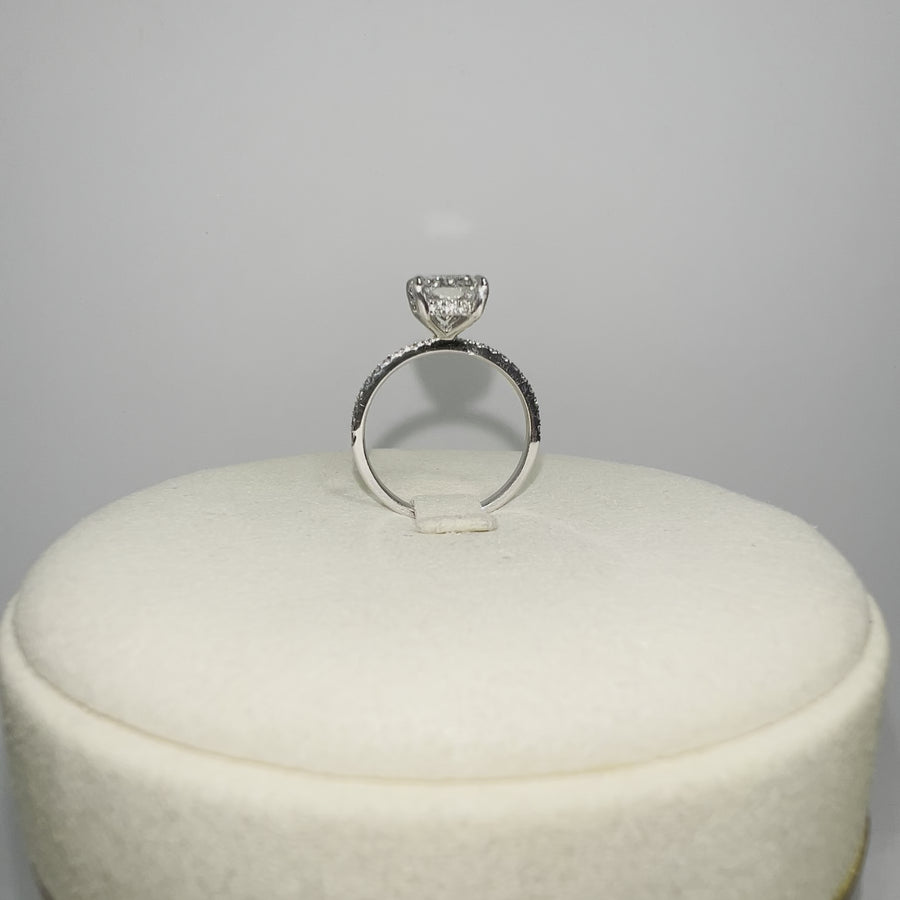 Solid 14k Gold 2ct (F VS1) Lab Radiant Diamond Ring with Side and Hidden Halo Lab Diamond