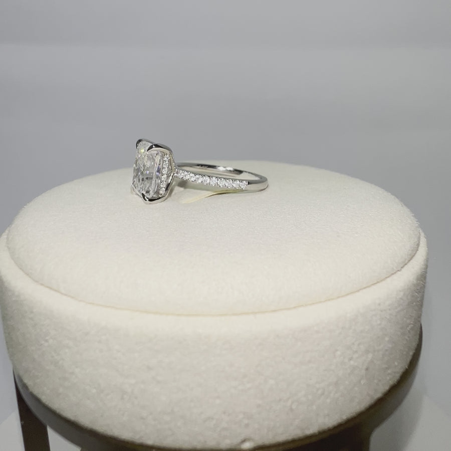 Solid 14k Gold 4ct Radiant Cut Moissanite Ring with Side Stones