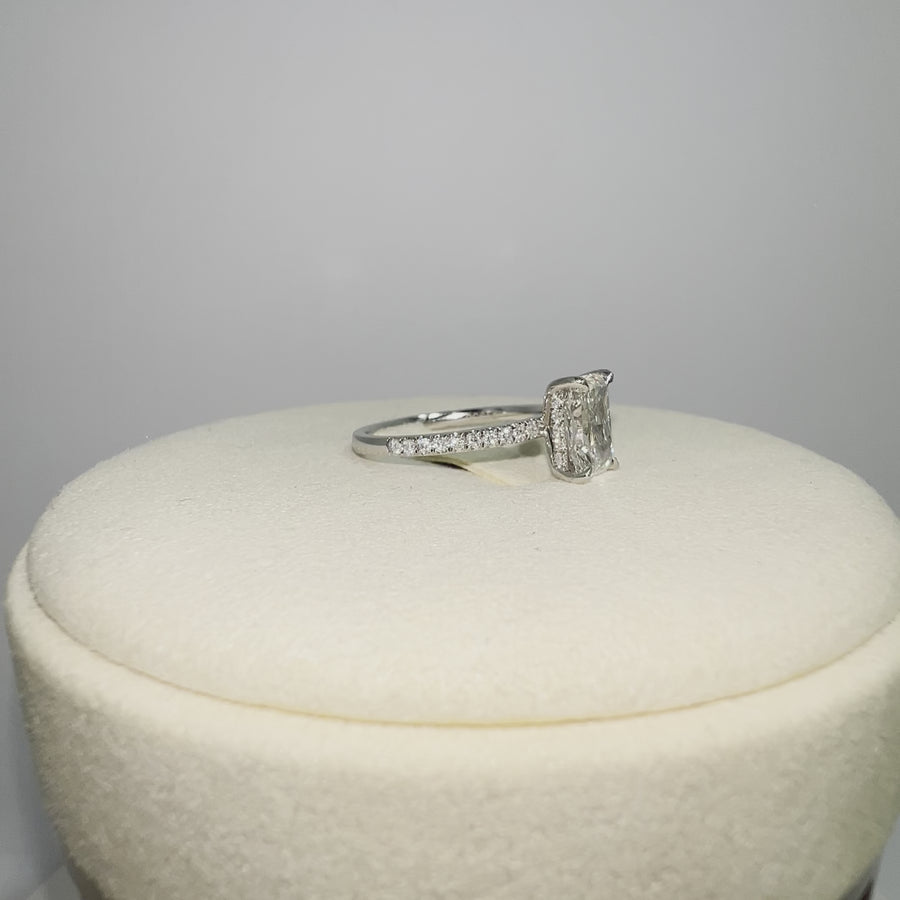 Solid 14k Gold 2.5ct ( F VS1) Lab Radiant Diamond Ring with Side and Hidden Halo Lab Diamond