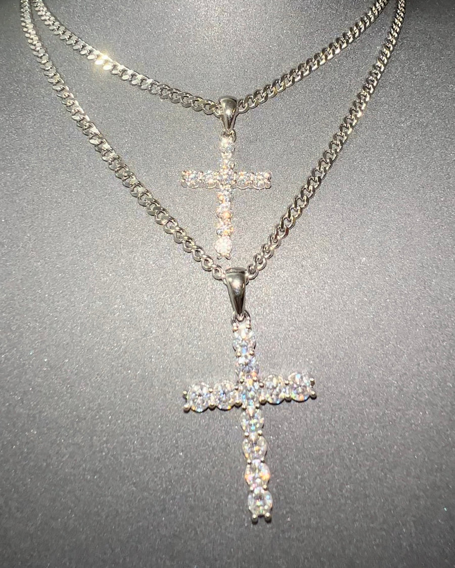 3mm Moissanite Cross Necklace