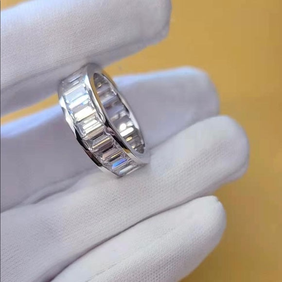 Solid 14k White Gold 9.6 CT Moissanite Eternity Ring 14k rose gold 7.5