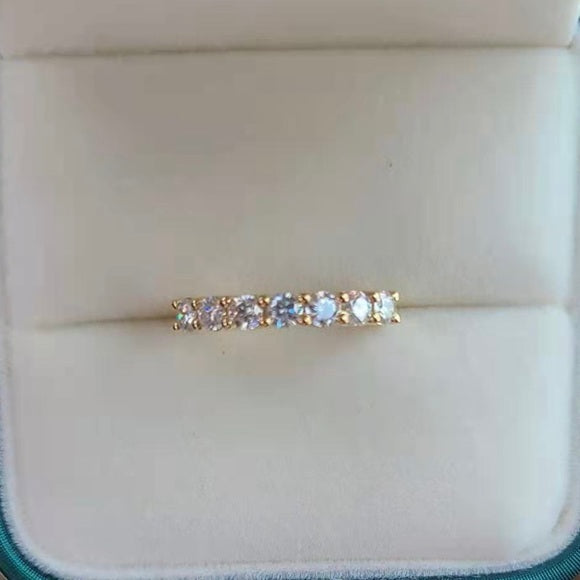 Solid 14k Gold 3mm 7-Stone Moissanite Band