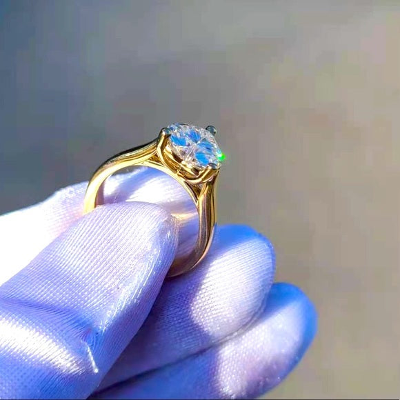 Solid 14k Gold 3ct Heart Moissanite Ring
