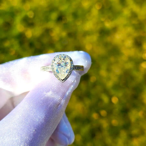 2ct Pear Moissanite Ring with Halo