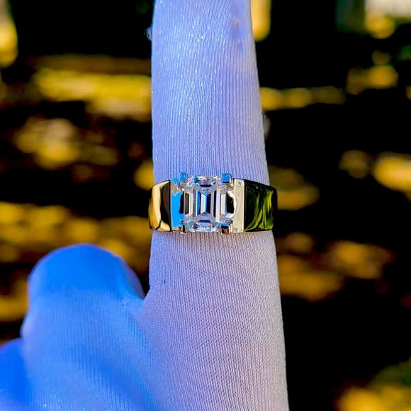 2ct Emerald Cut Moissanite Ring (m005)