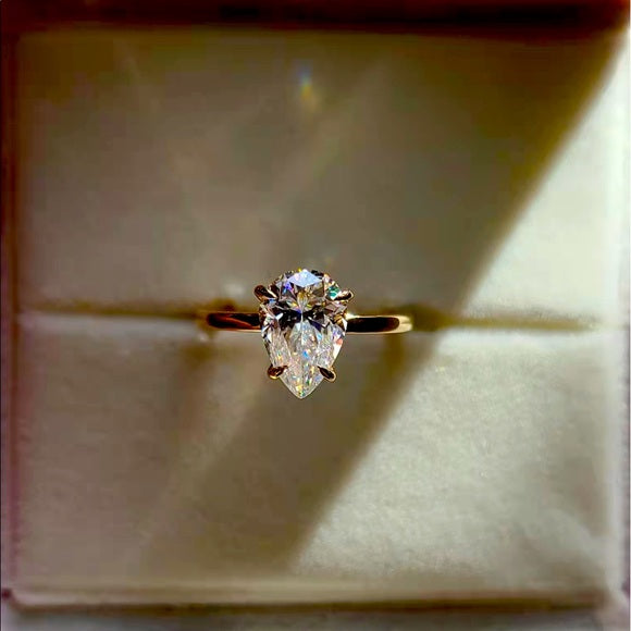 Solid 10k Gold 2.5ct Pear Moissanite Ring