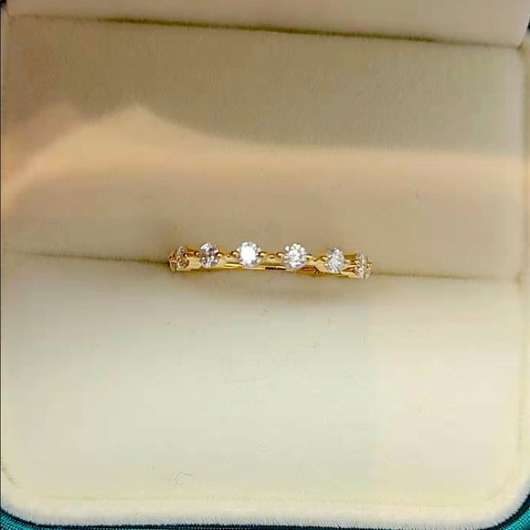 Solid 14k Gold Moissanite Round Stone Band