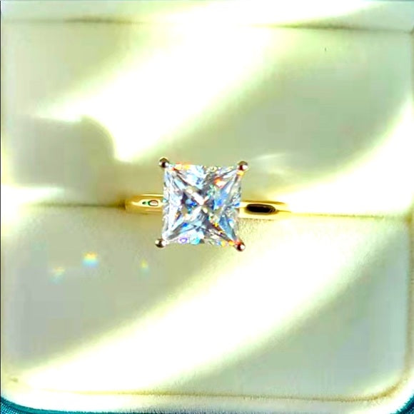 14k Solid Gold 4ct Princess Moissanite Ring(2-tone)