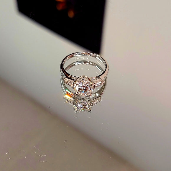 Solid 14k Gold 2.55TCW Lab Diamond Ring with Side Lab Diamond