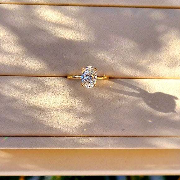 Solid 14k Gold 1.4ct (F VVS2) Lab oval Diamond Ring