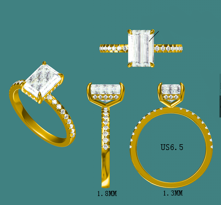 Radiant natural diamonds engagement ring (RA1002)