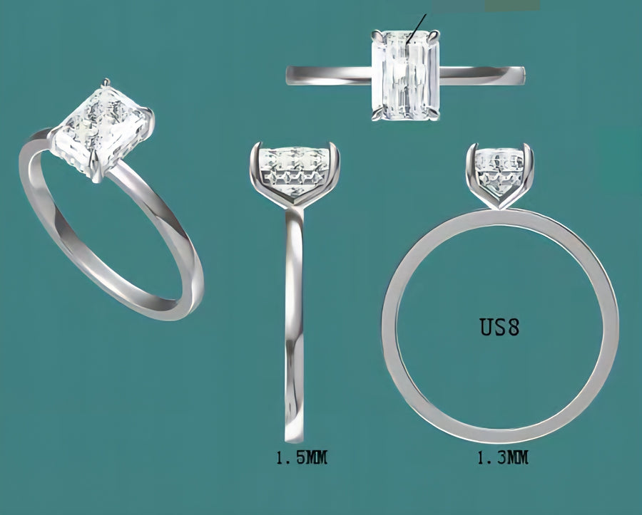 Radiant natural diamonds engagement ring (RA1001)