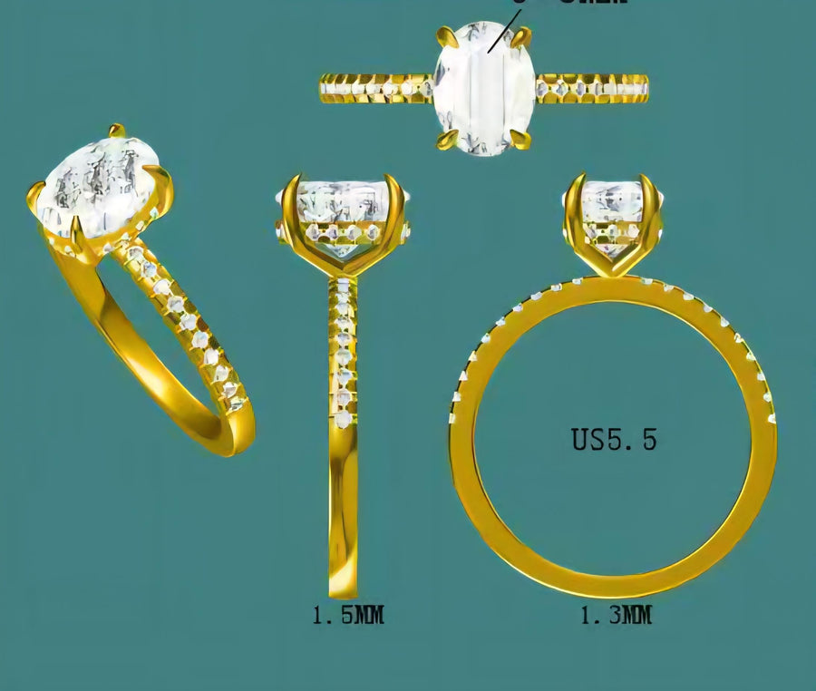 Oval natural diamonds engagement ring (OV1002)