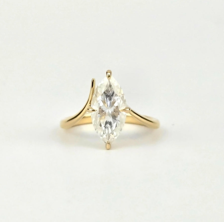 Solid 14k Gold 2.5ct Marquise Moissanite Ring