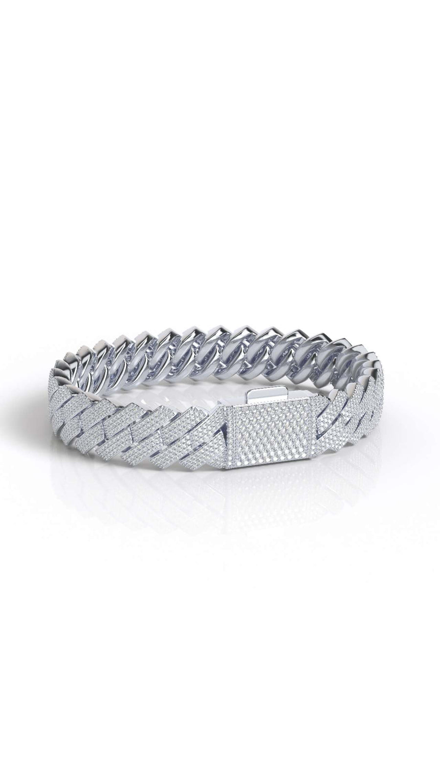 12mm 3-row moissanite prong cuban bracelet
