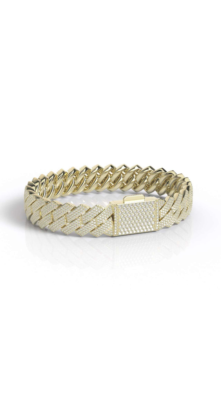 12mm 3-row moissanite prong cuban bracelet