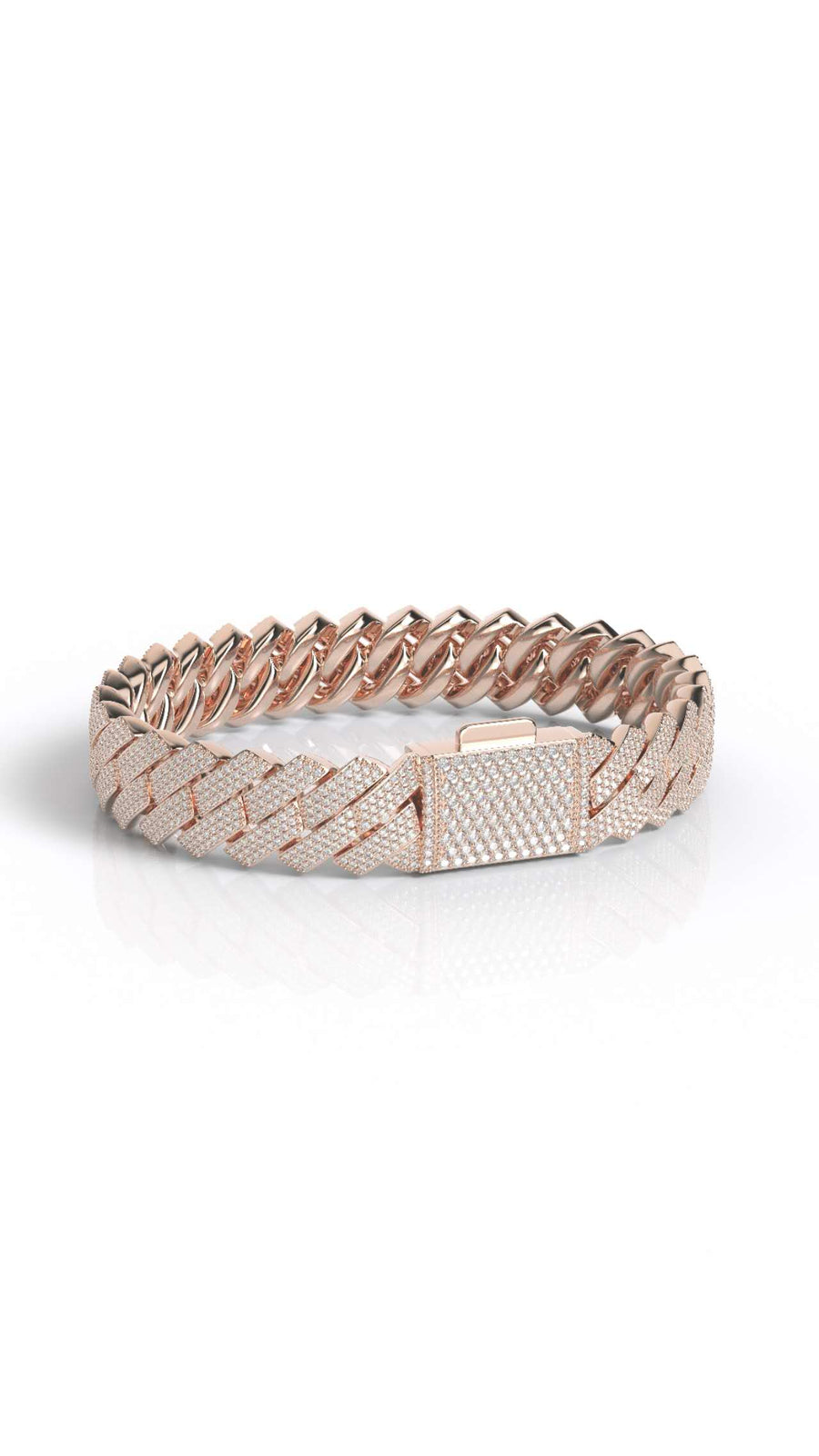 12mm 3-row moissanite prong cuban bracelet