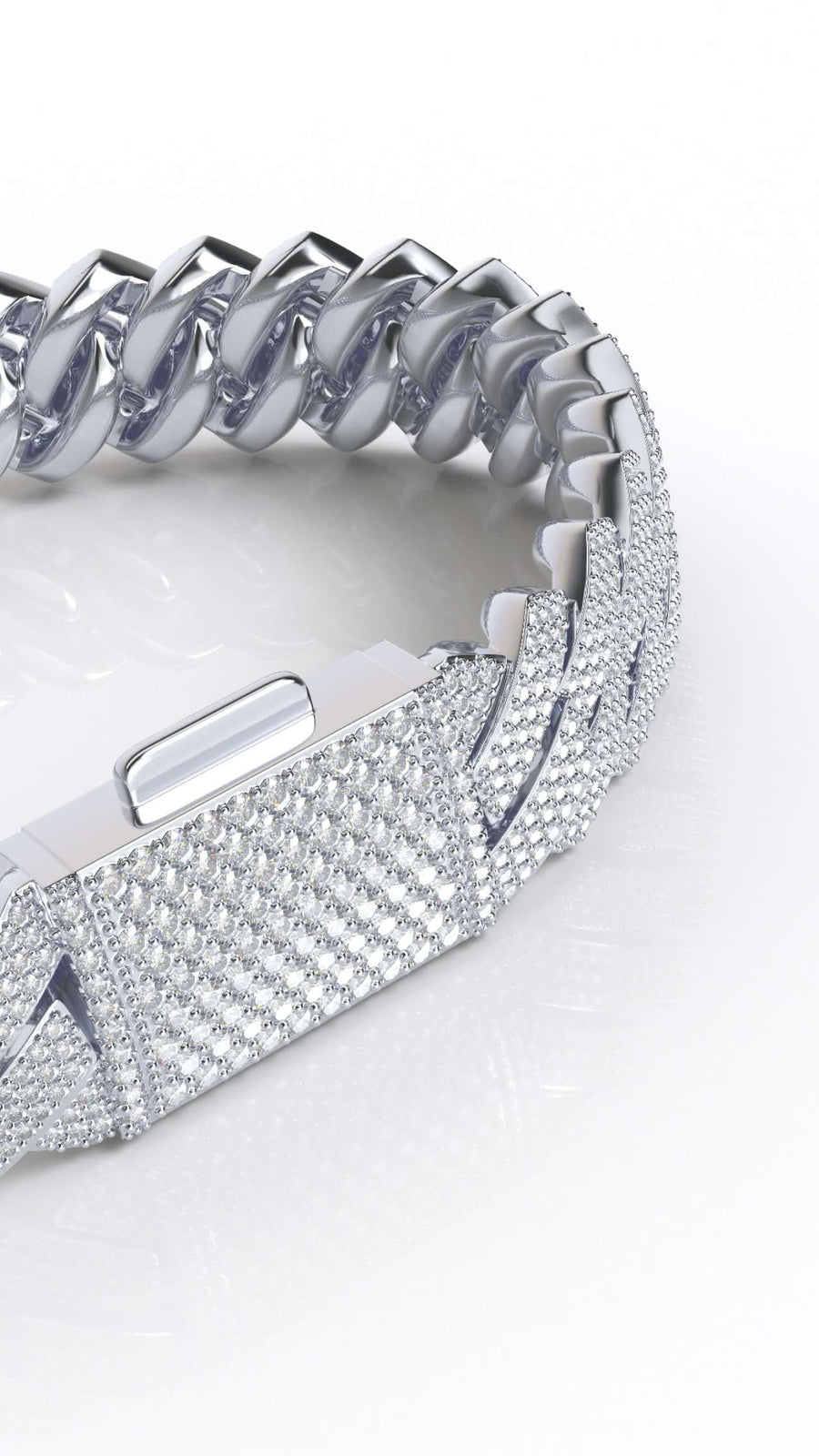 12mm 3-row moissanite prong cuban bracelet