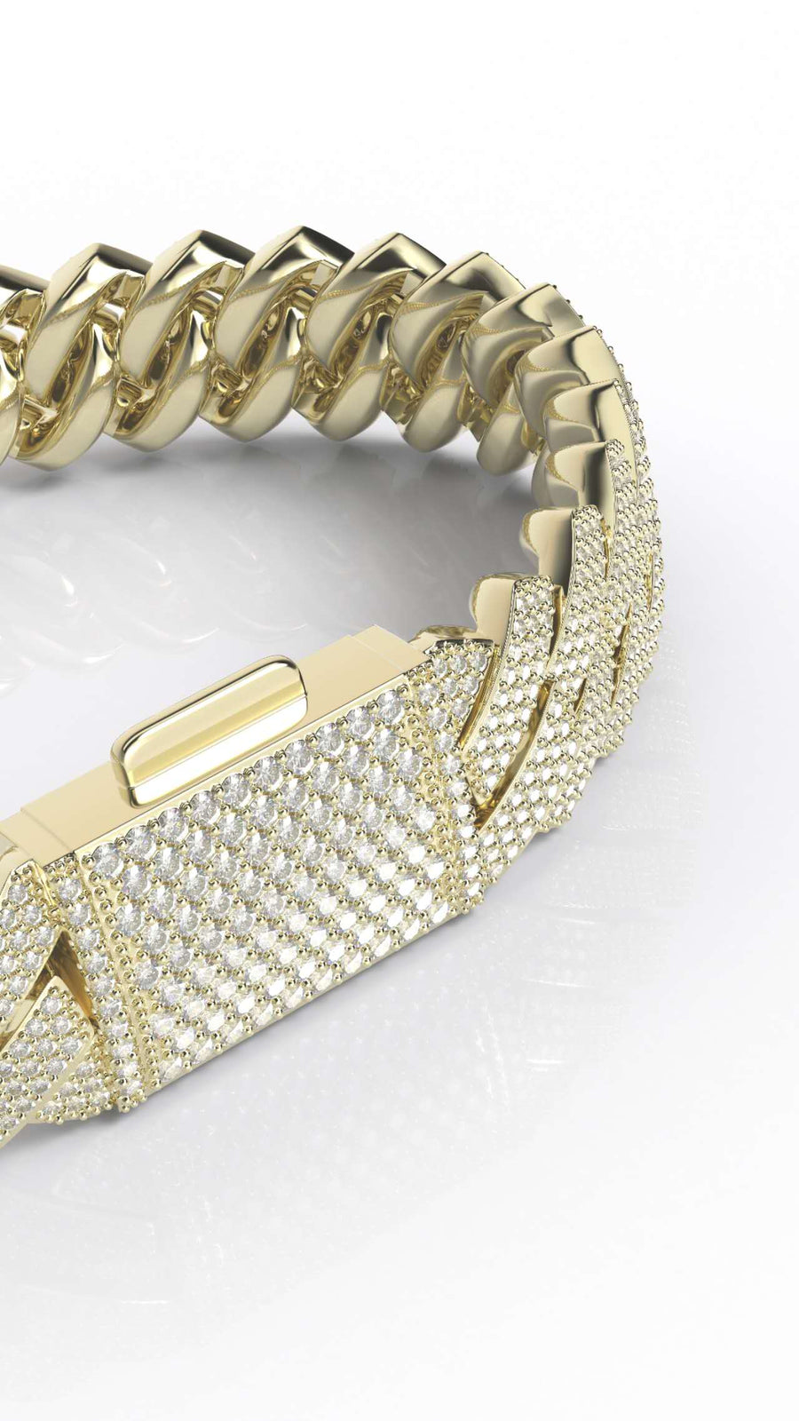 12mm 3-row moissanite prong cuban bracelet