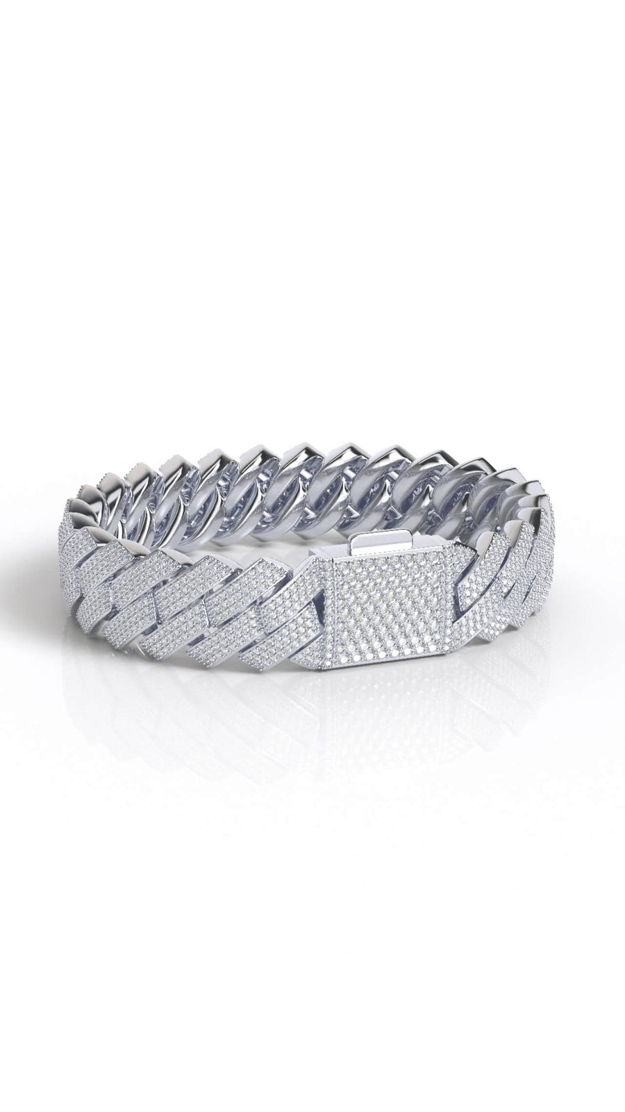 15mm 3-row moissanite prong cuban bracelet