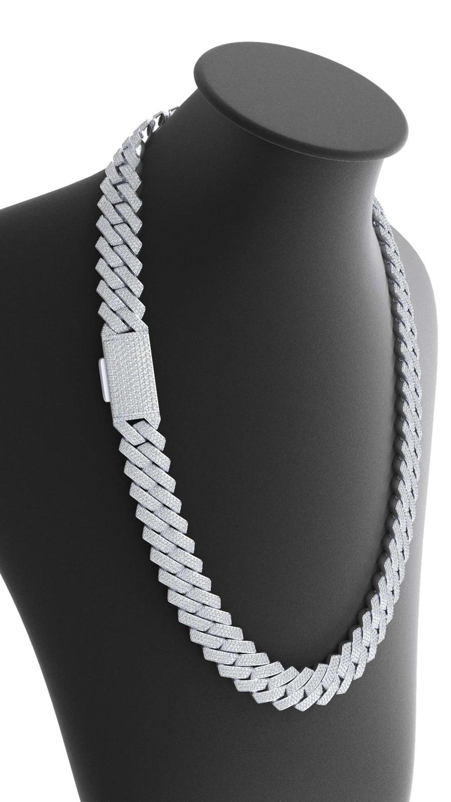 15mm 3-row moissanite prong cuban chain