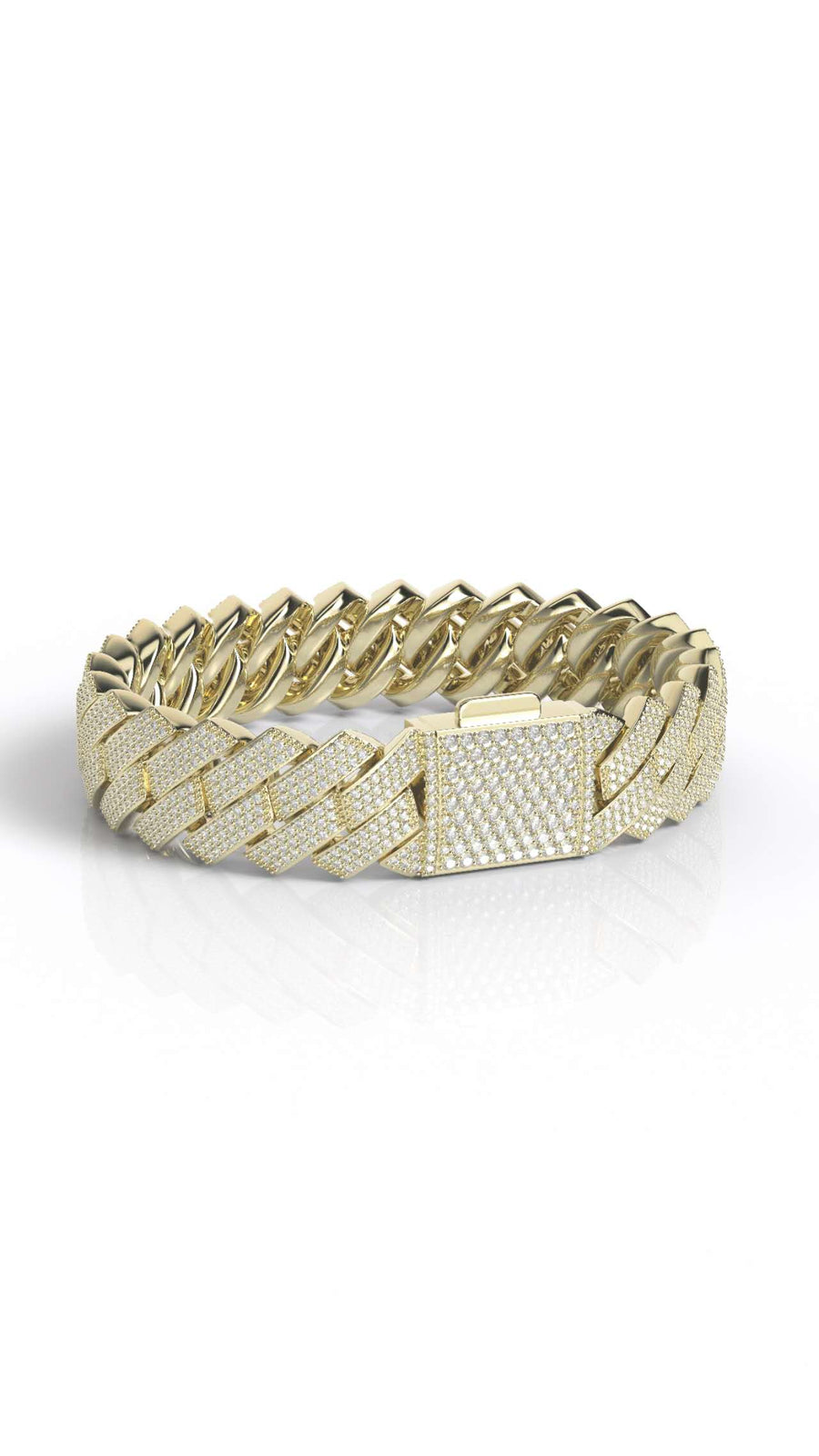 15mm 3-row moissanite prong cuban bracelet
