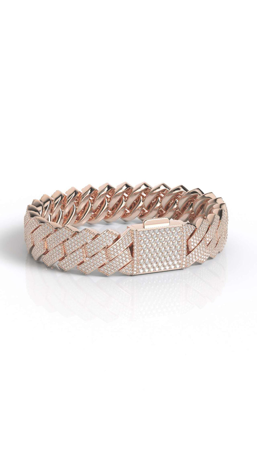 15mm 3-row moissanite prong cuban bracelet