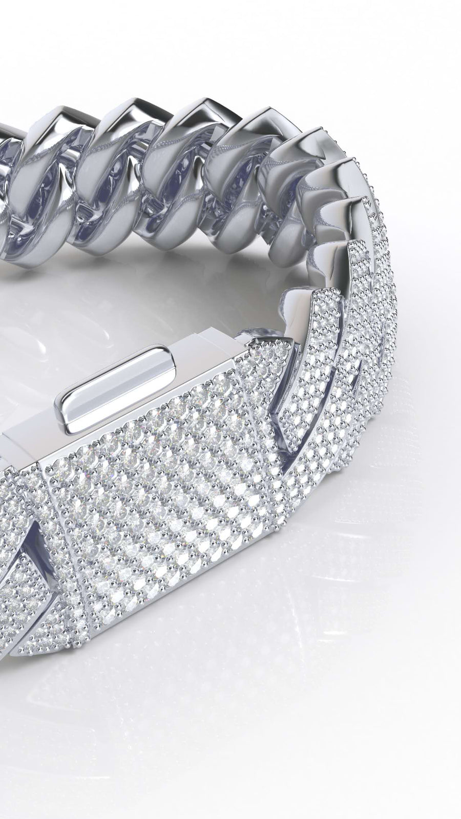 15mm 3-row moissanite prong cuban bracelet