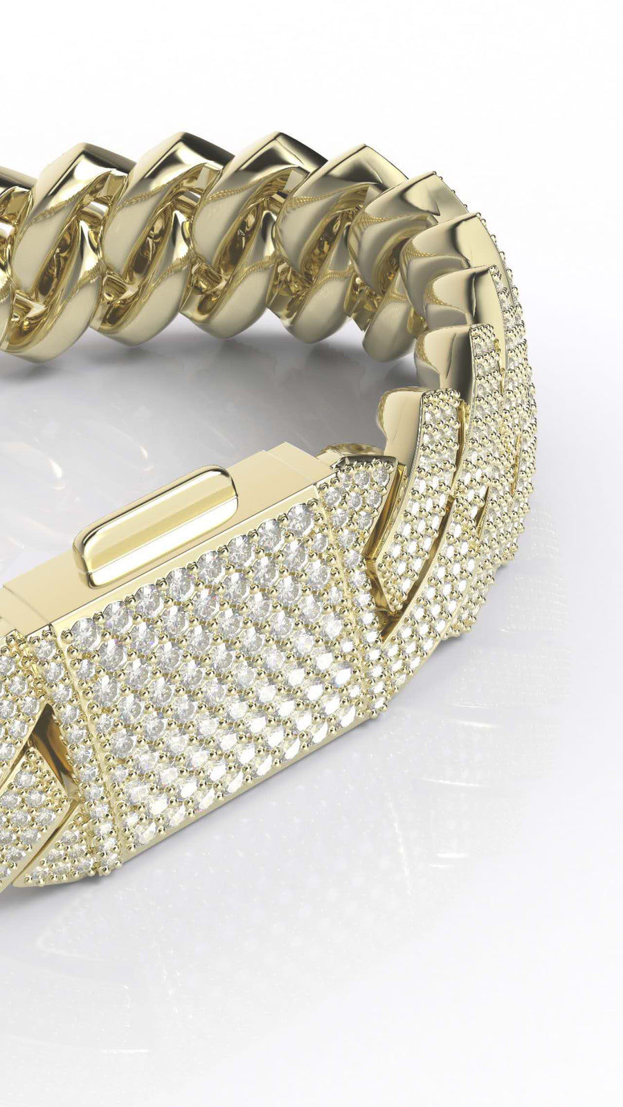 15mm 3-row moissanite prong cuban bracelet