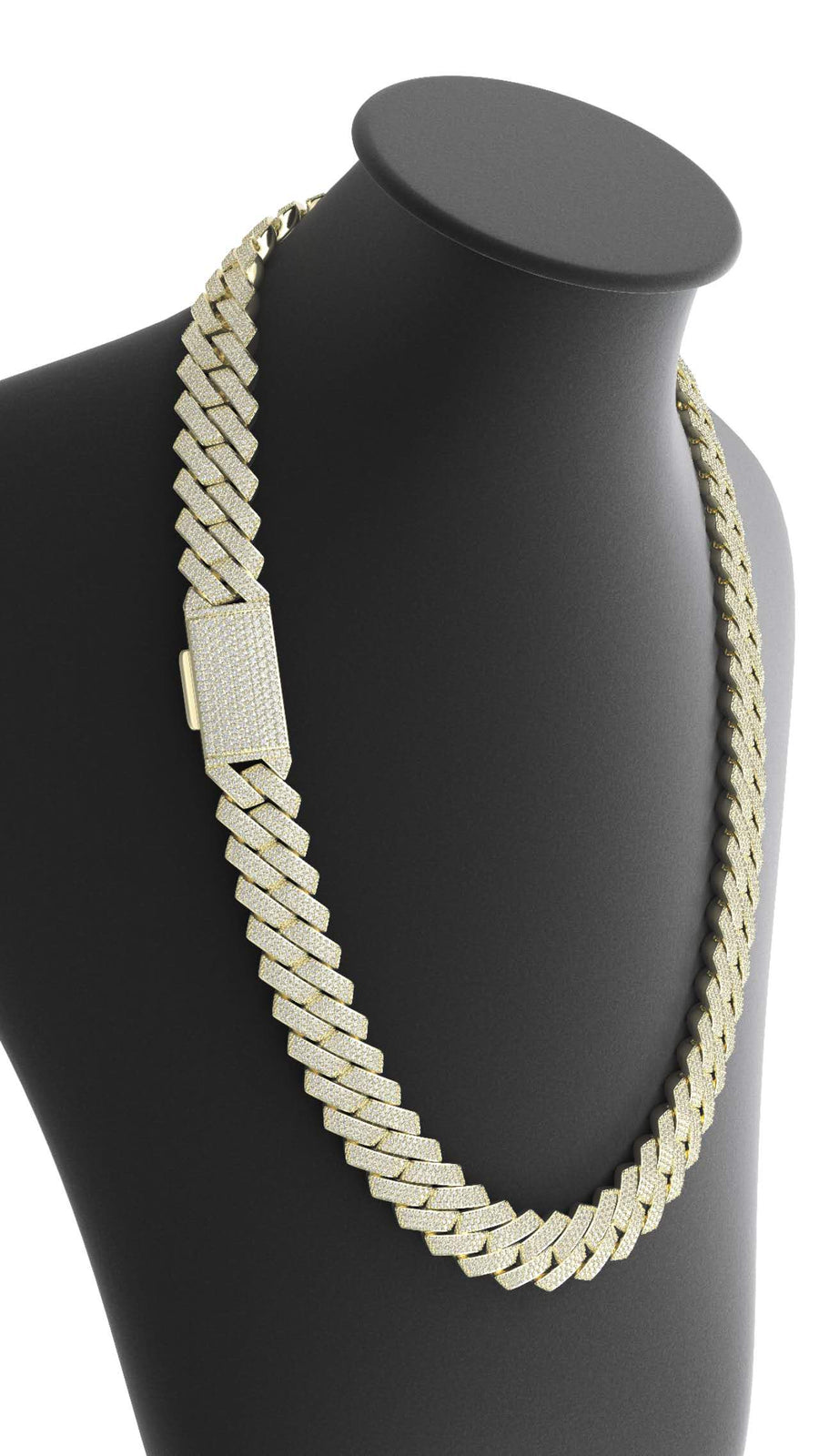 15mm 3-row moissanite prong cuban chain