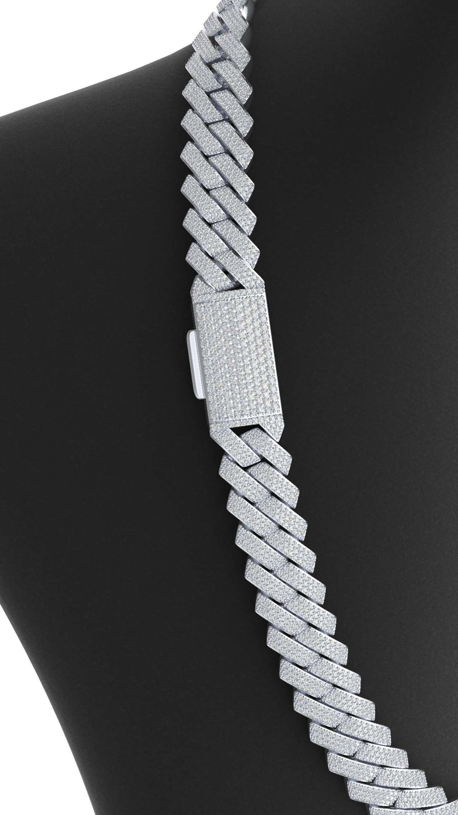 15mm 3-row moissanite prong cuban chain