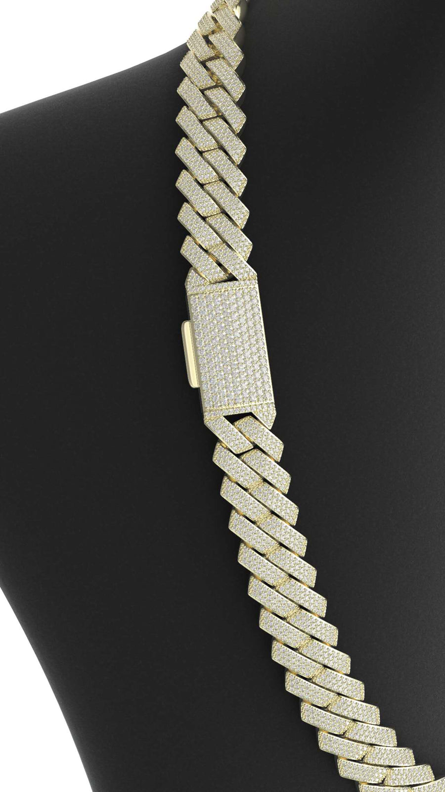 15mm 3-row moissanite prong cuban chain
