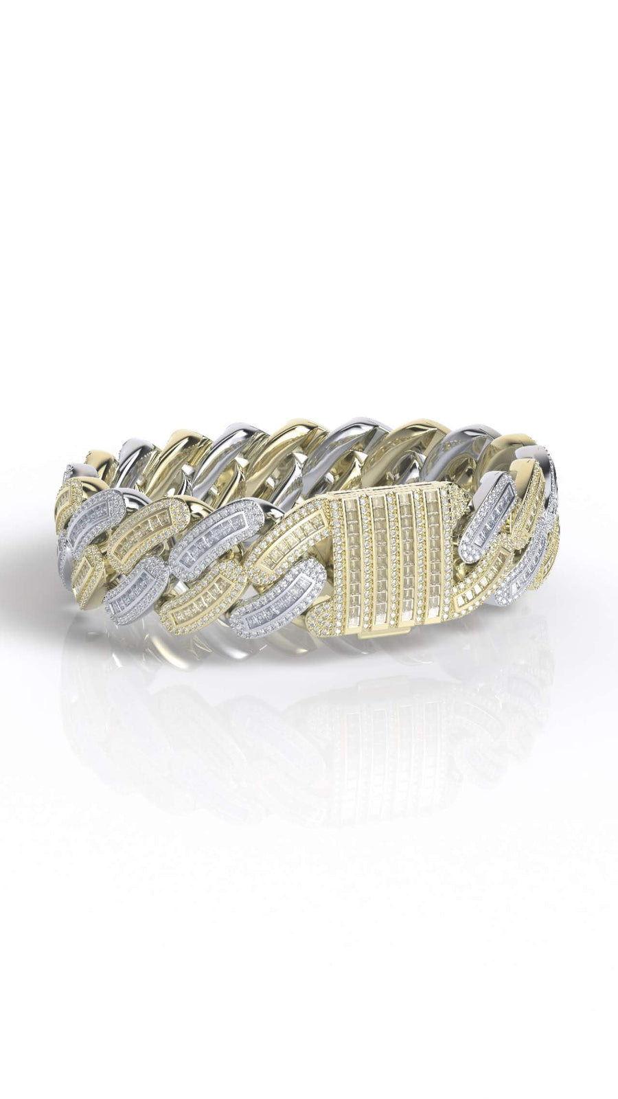 18mm round/baguette moissanite miami cuban bracelet