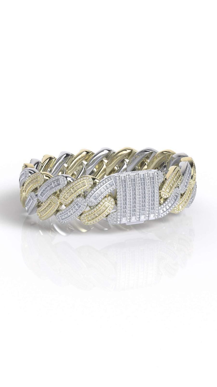18mm round/baguette moissanite miami cuban bracelet