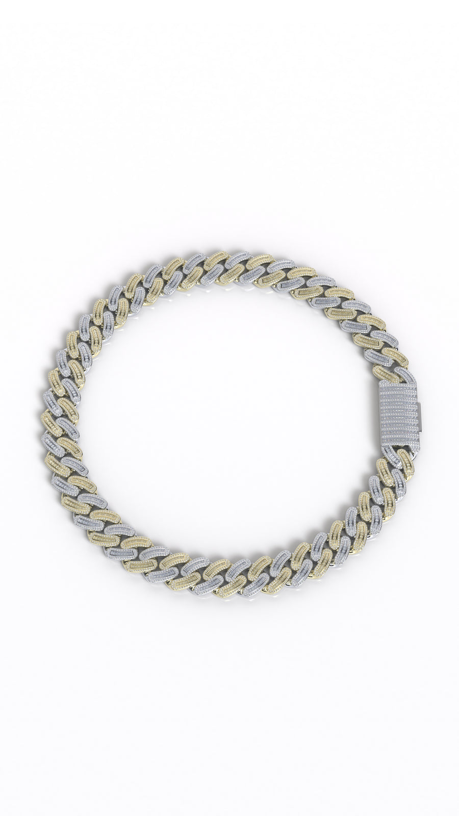18mm round/baguette moissanite miami cuban bracelet