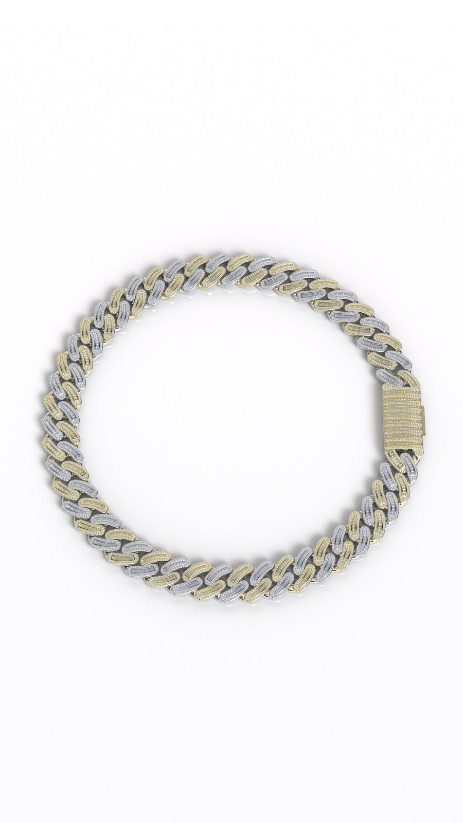 18mm round/baguette moissanite miami cuban bracelet