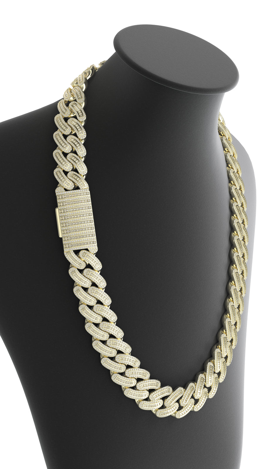 18mm round/baguette moissanite miami cuban chain