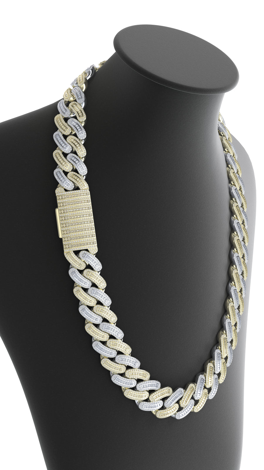 18mm round/baguette moissanite miami cuban chain