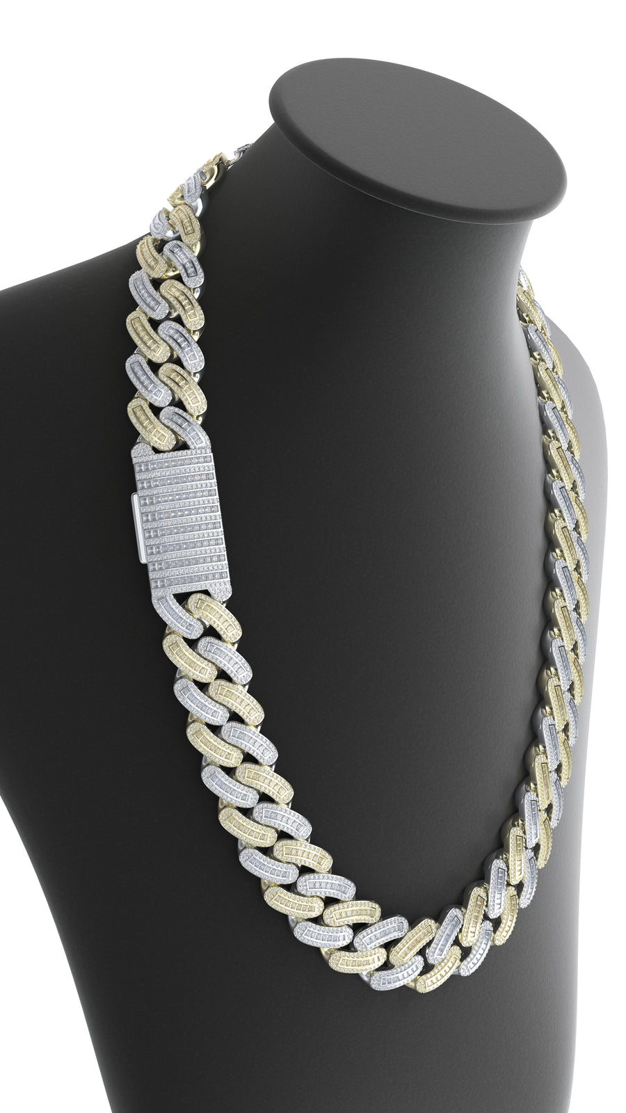 18mm round/baguette moissanite miami cuban chain