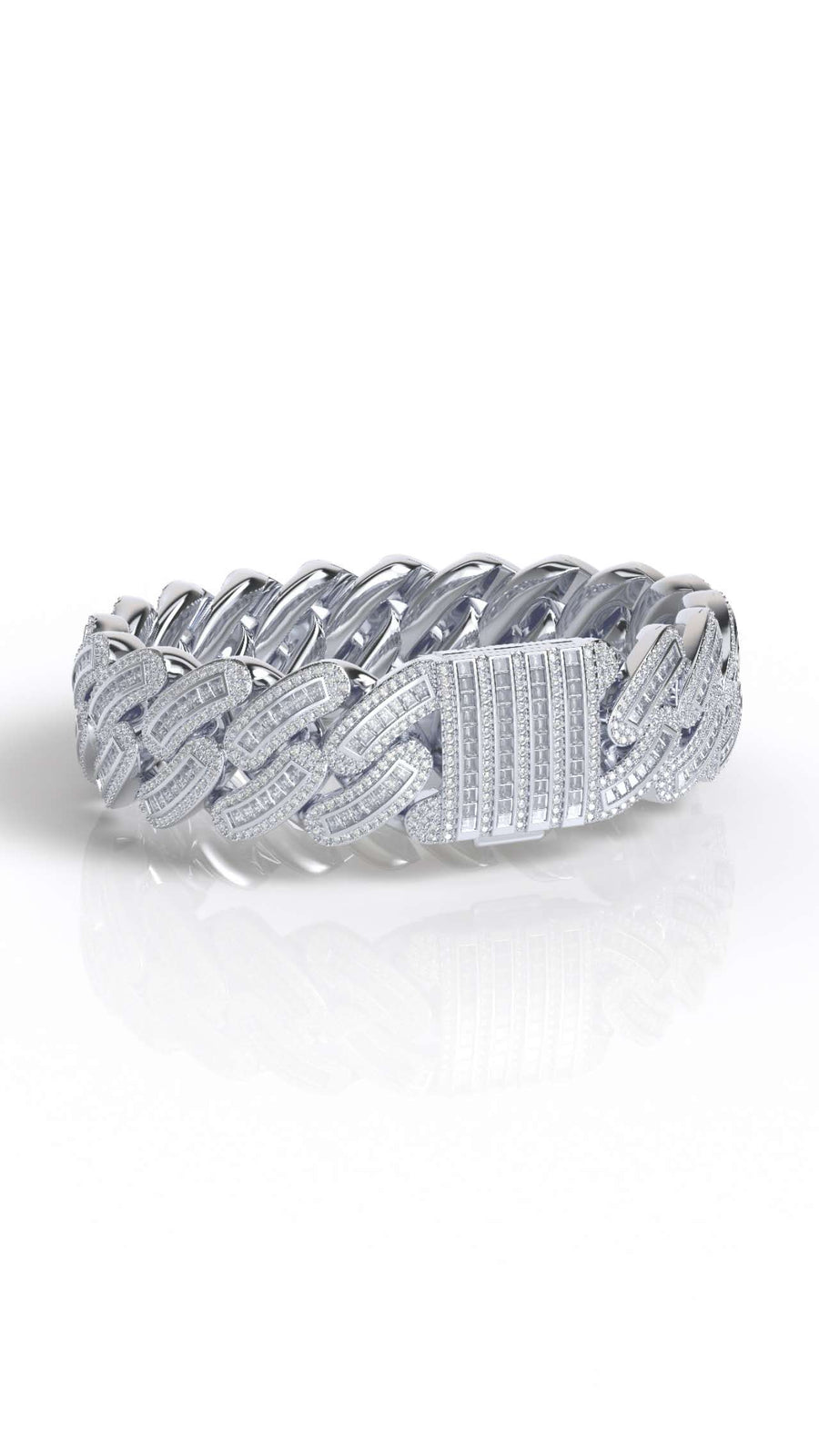 18mm round/baguette moissanite miami cuban bracelet