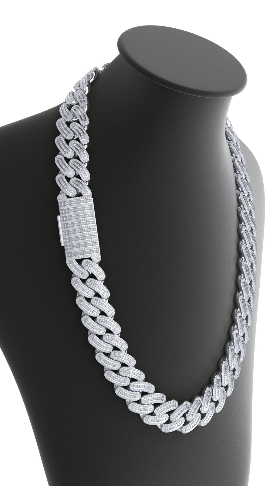 18mm round/baguette moissanite miami cuban chain