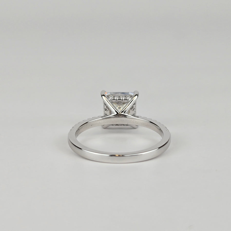 Solid 14k Gold 3ct F VS1 Lab Princess Diamond Ring with Side and Hidden Halo Lab Diamond(PR801)