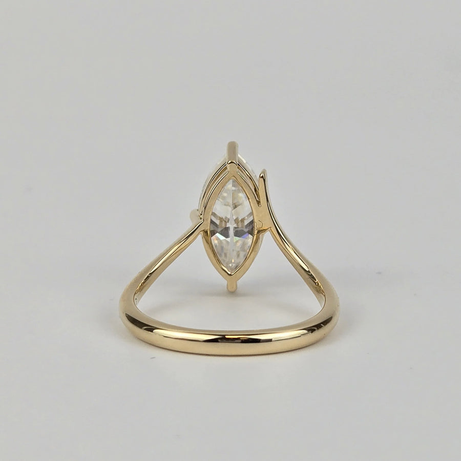 Solid 14k Gold 2.5ct Marquise Moissanite Ring