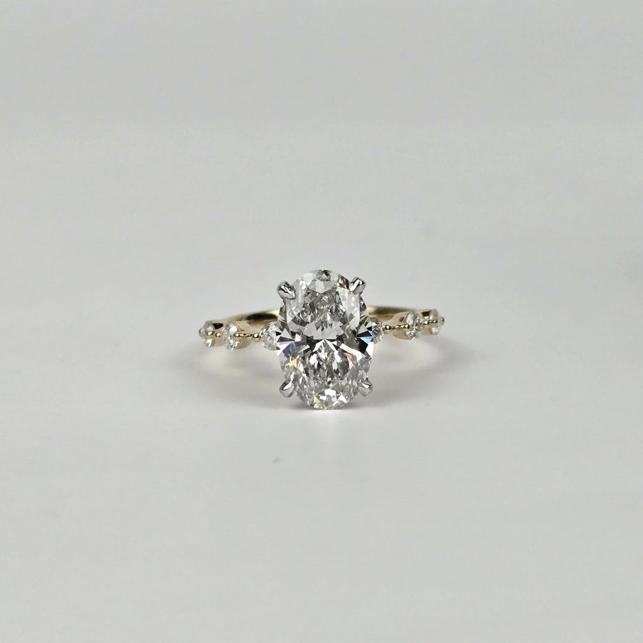 Solid 14k Gold 1.8ct G VS1 Lab Oval Diamond Ring(OV851)