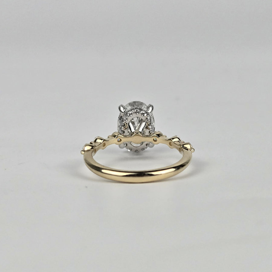 Solid 14k Gold 1.8ct G VS1 Lab Oval Diamond Ring(OV851)